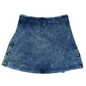 BOUTIQUE WHITE BIRCH Womens Preppy Cute Navy Heathered Pull On Button Skort Sz S